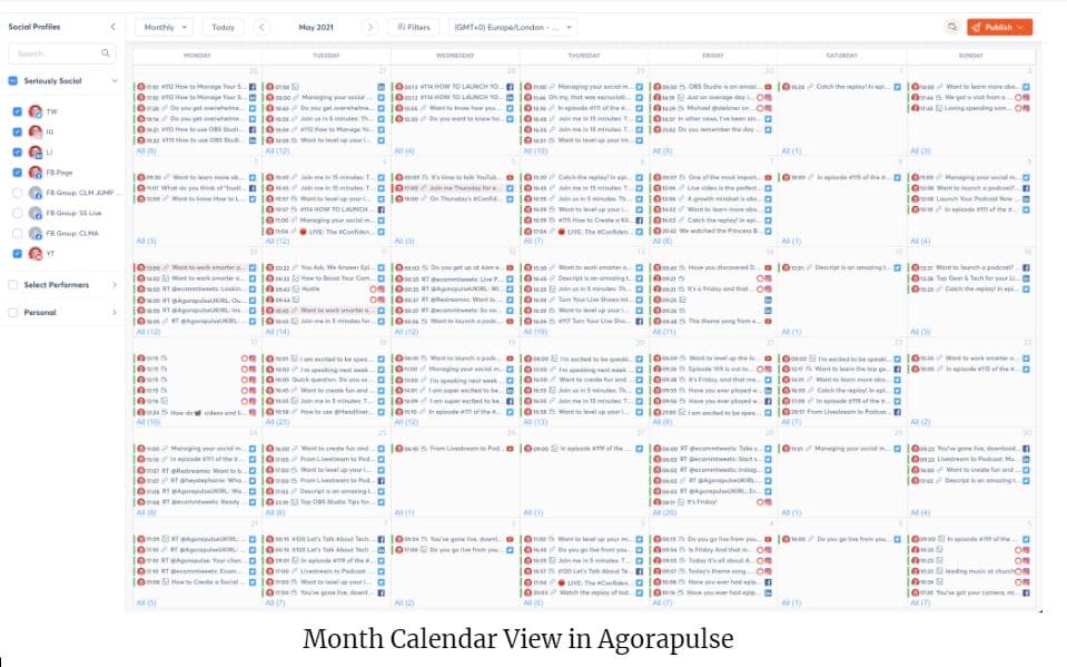 monthly calendar view