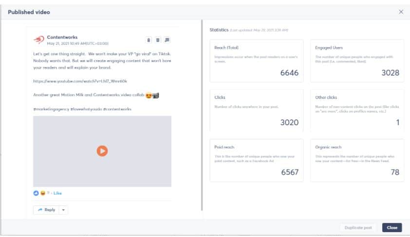 published video stats