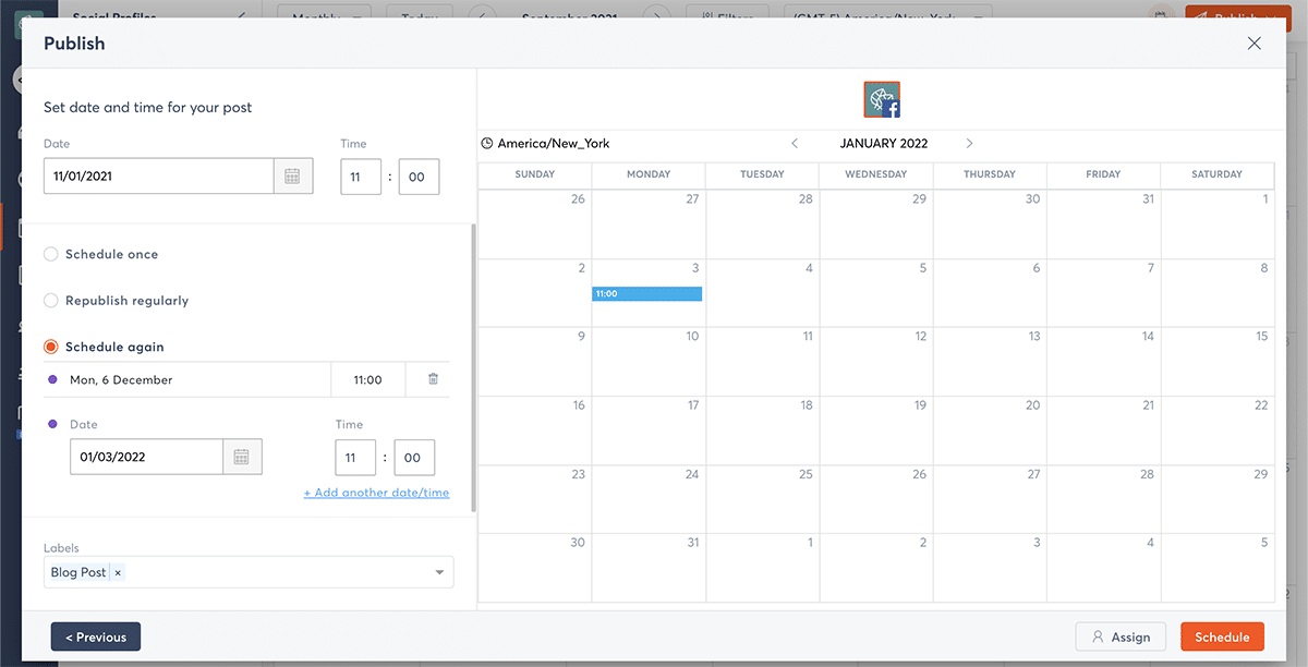 schedule social media content again with Agorapulse
