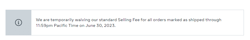 instagram selling waiver fee