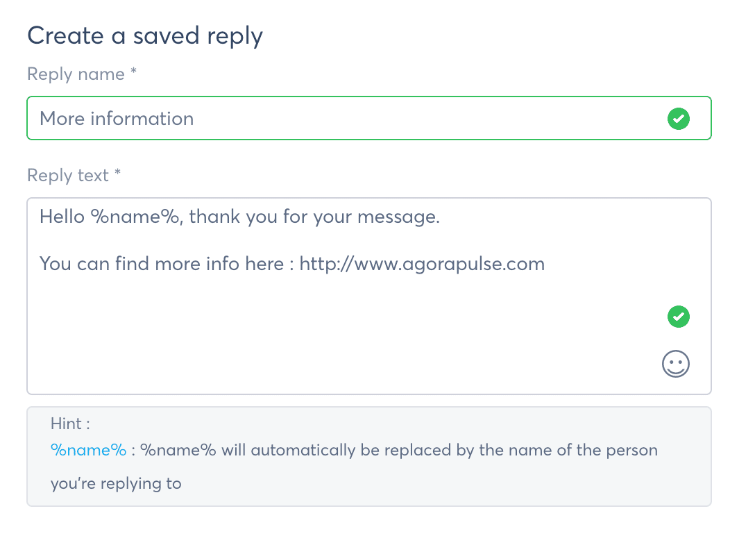 social inbox create a saved reply