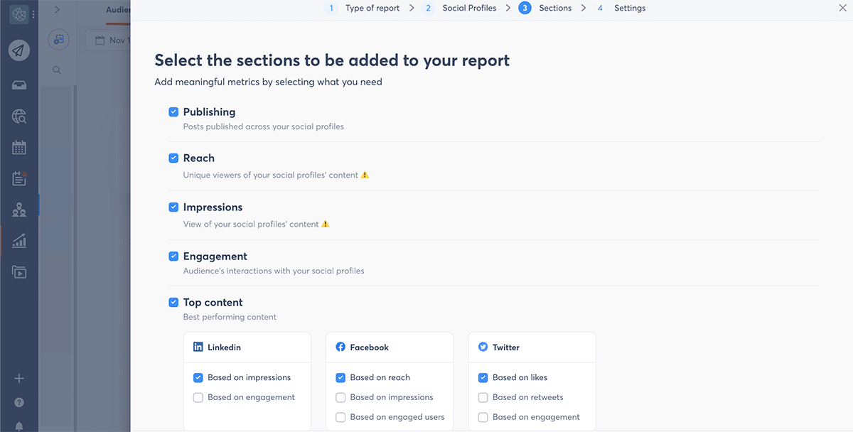 Agorapulse - label report sections