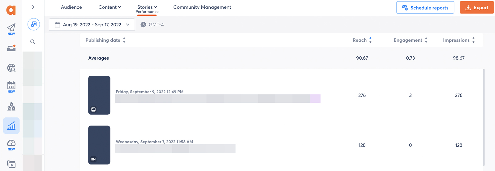 agorapulse's instagram stories report