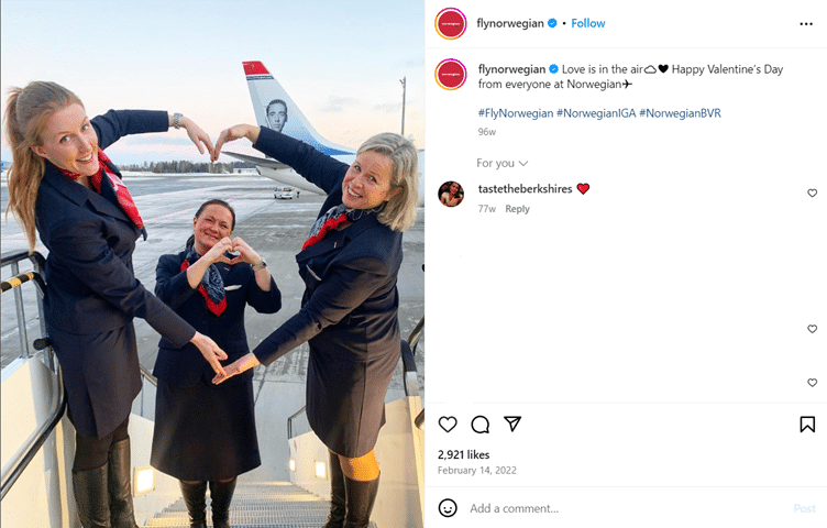 norwegian air example of a social media content calendar