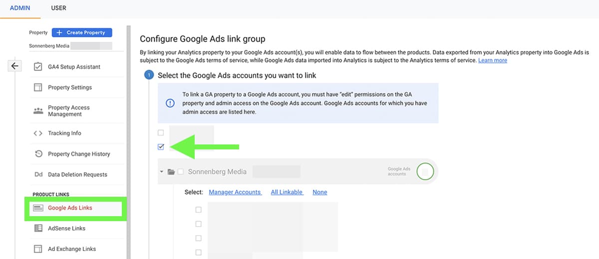 Google Analytics - Google Ads Links