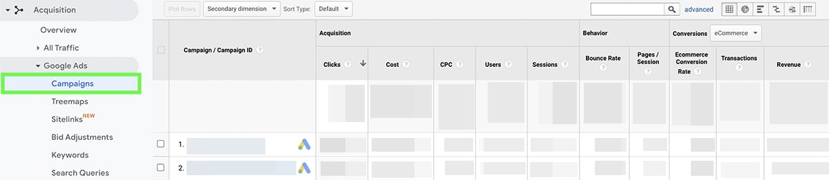 Google Analytics - Google Ads ROI