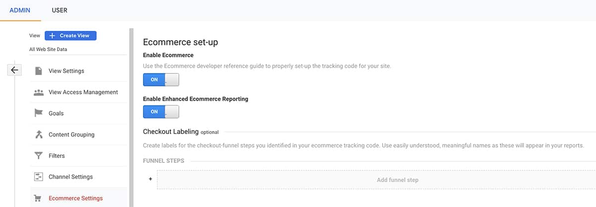 Google Analytics - ecommerce setup