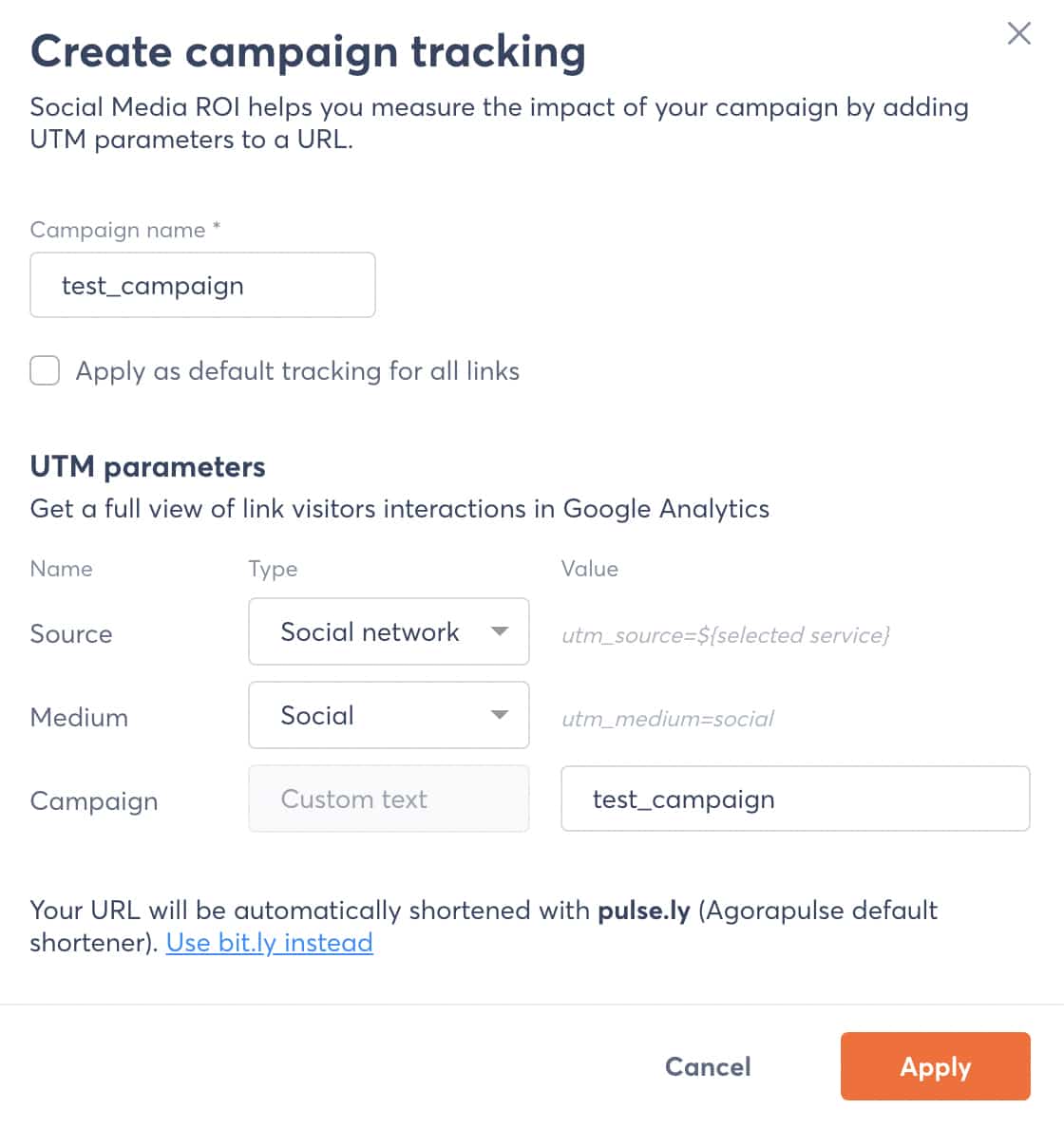 Agorapulse - campaign tracking