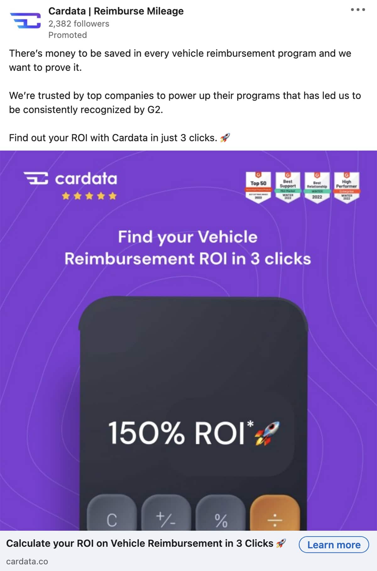 Cardata LinkedIn ad