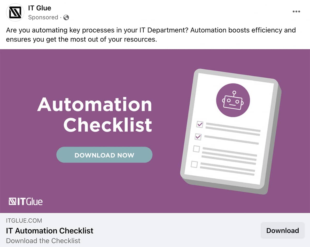 IT Glue Facebook ad