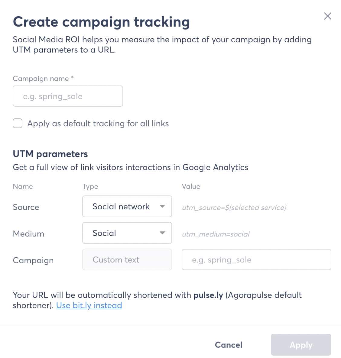 Agorapulse - campaign tracking