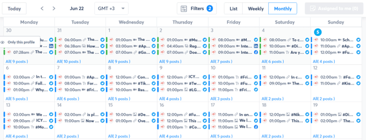 shared calendar in an agorapulse review