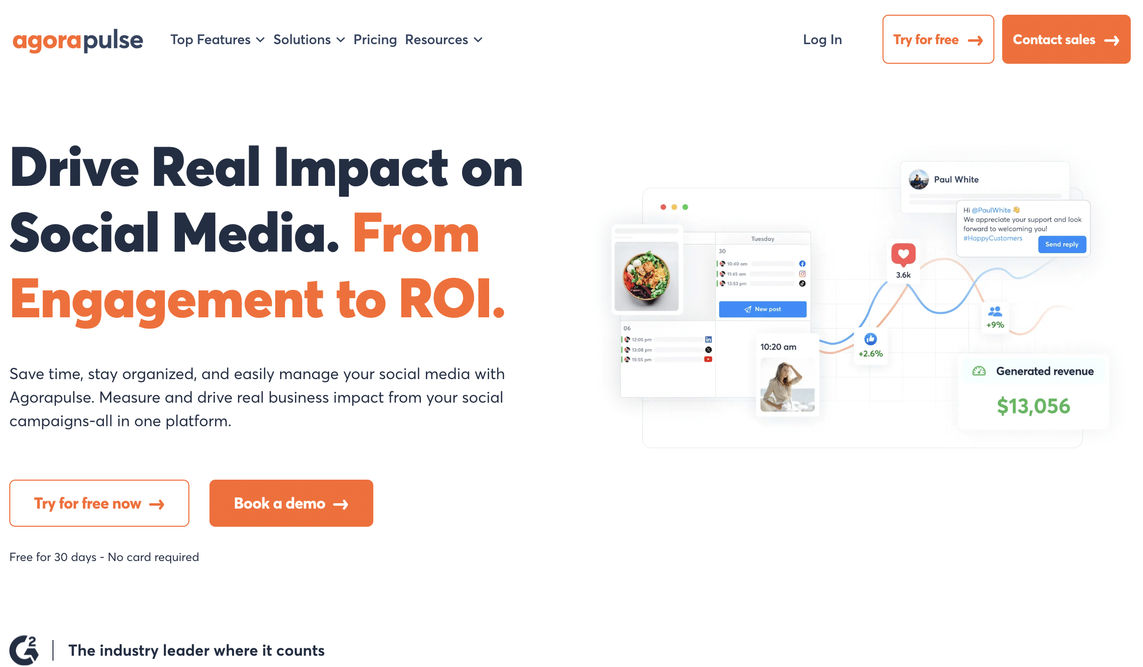 agorapulse home page screenshot