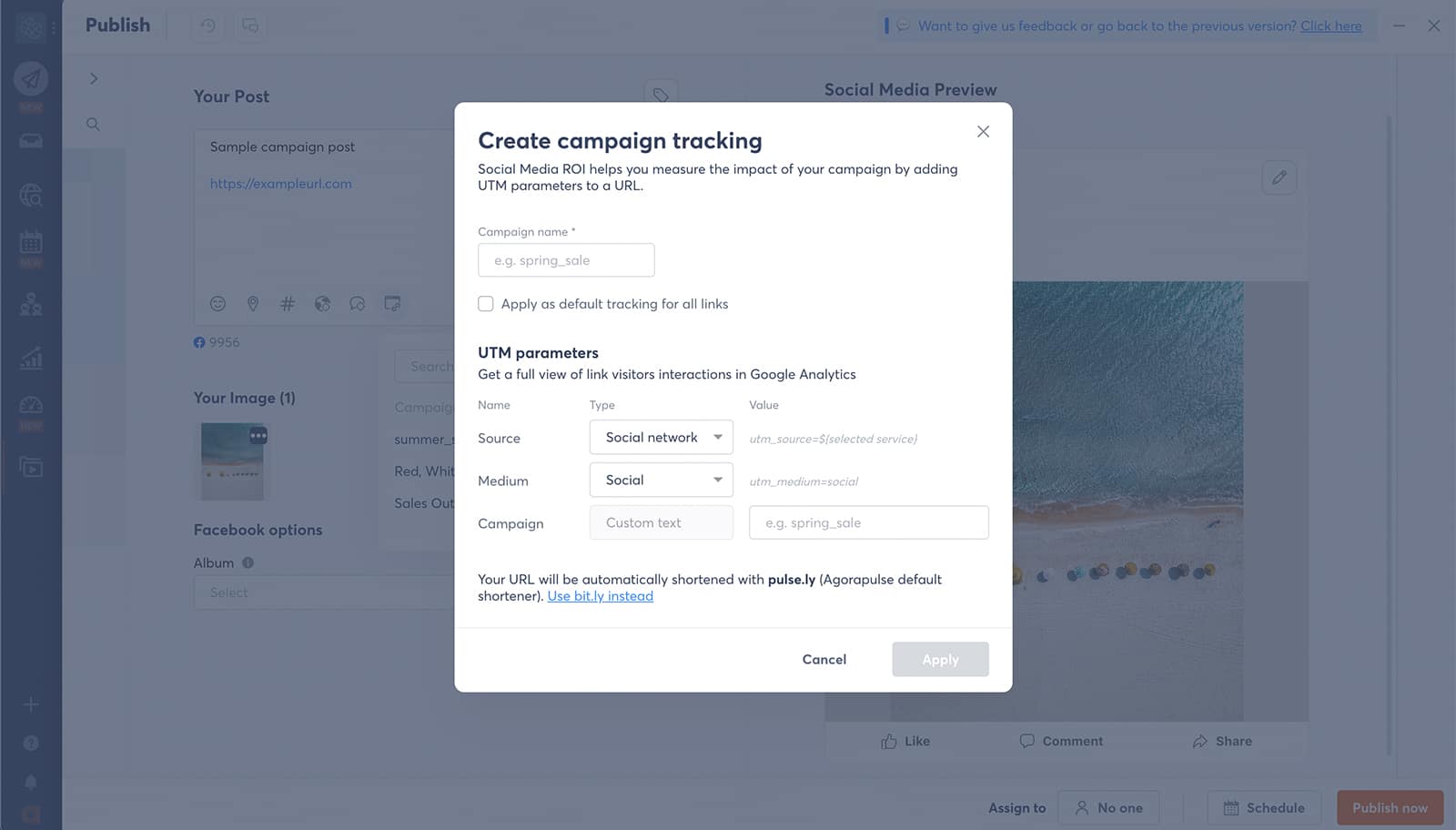 marketing planning software - Agorapulse campaign tracking