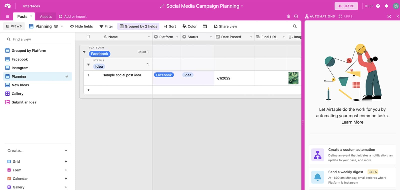 marketing planning software - Airtable