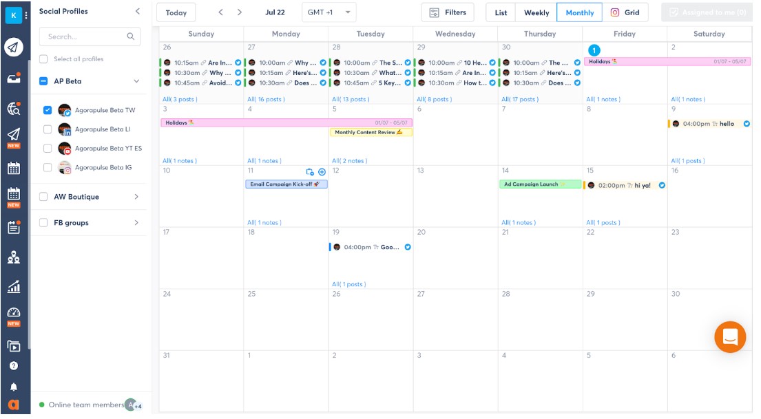 agorapulse vs sprout social calendar