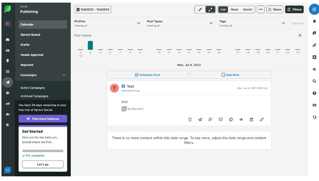 sprout social calendar