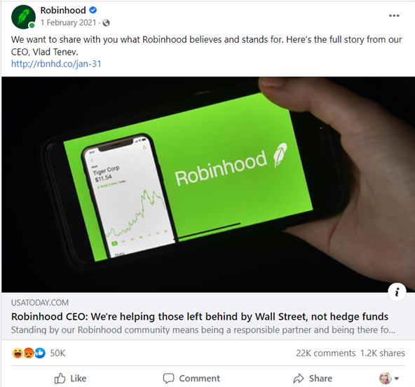social brand positioning robinhood example