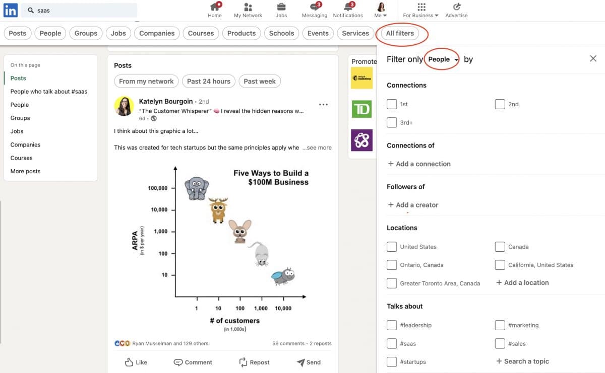 How to find influencers using advanced filtering on LinkedIn