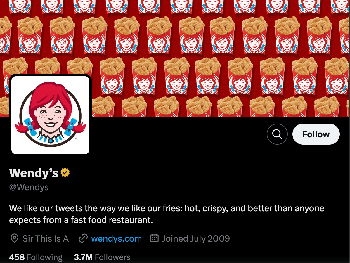 social media branding example wendy's