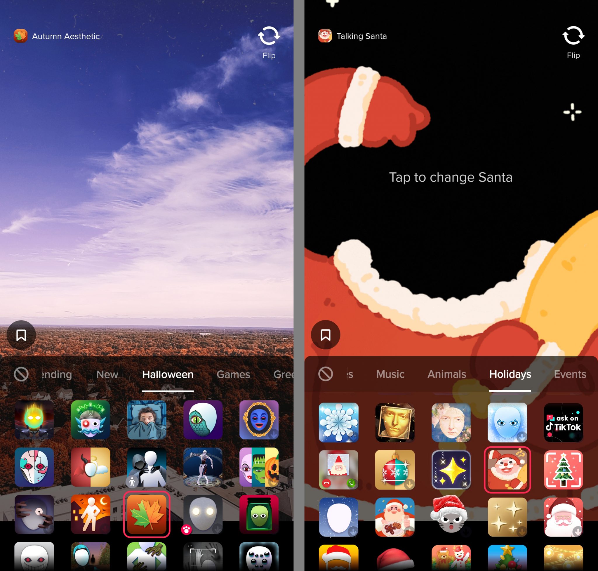 TikTok effects - holidays