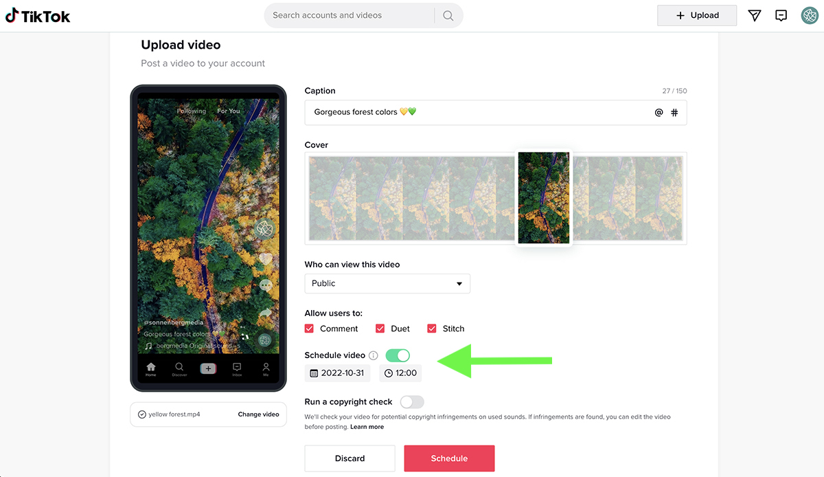 how to make a TikTok video and schedule it - step 2