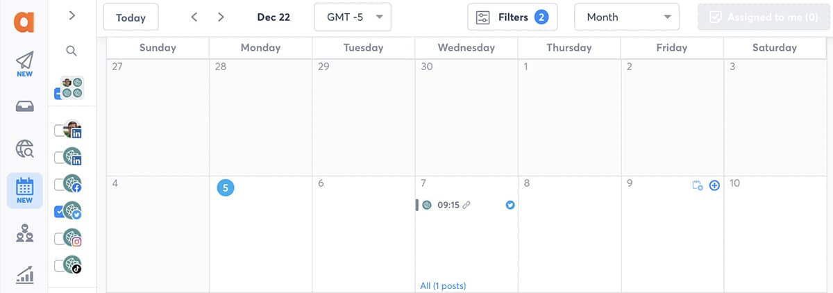 Agorapulse - filtered calendar
