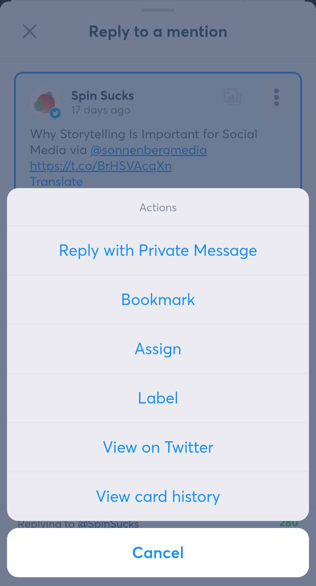 Agorapulse mobile app - moderation options