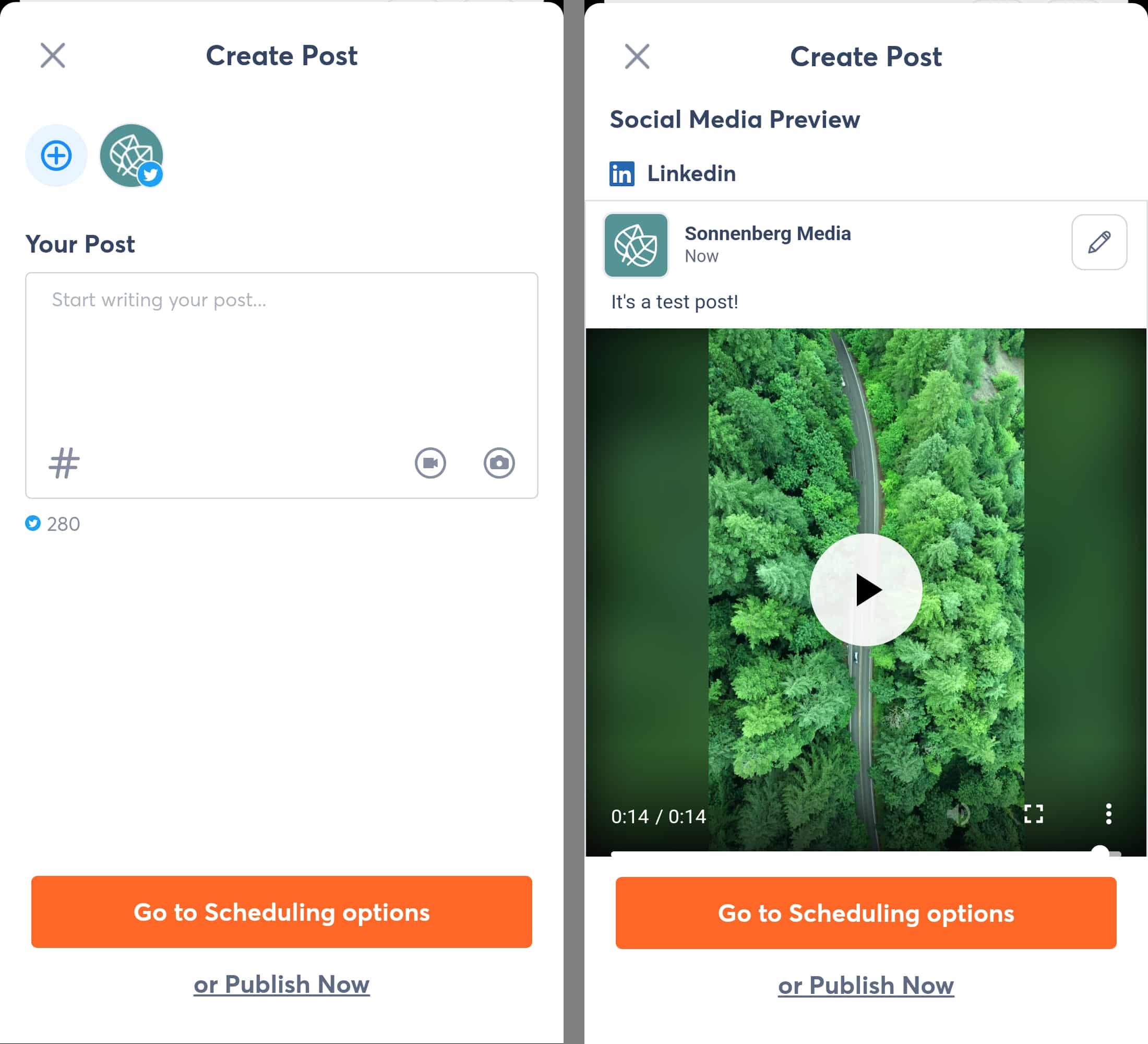 Agorapulse mobile app - publishing composer