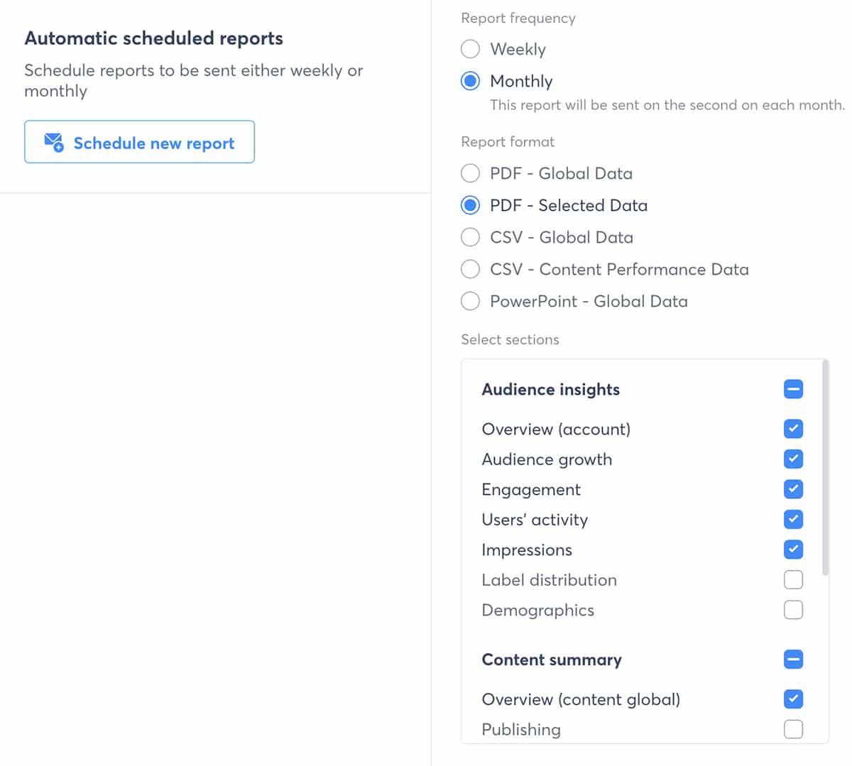 Agorapulse - schedule TikTok reports