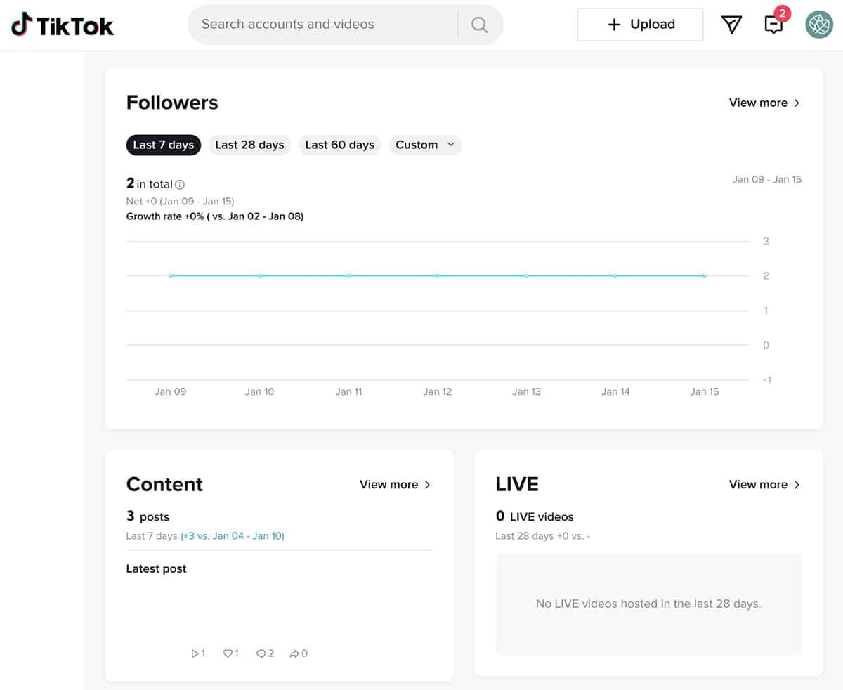 TikTok - analytics overview