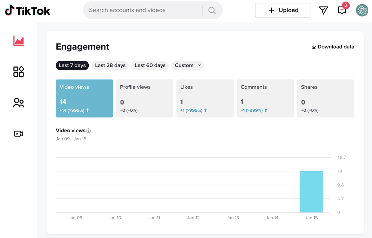 TikTok - engagement analytics - overview
