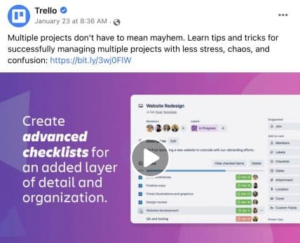 Facebook post ideas - Trello