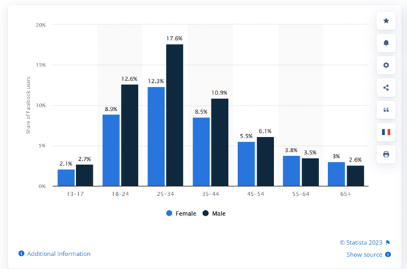 statistica info regarding facebook page use