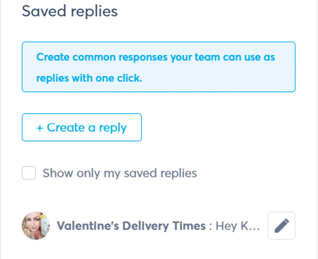 saved replies screenshot