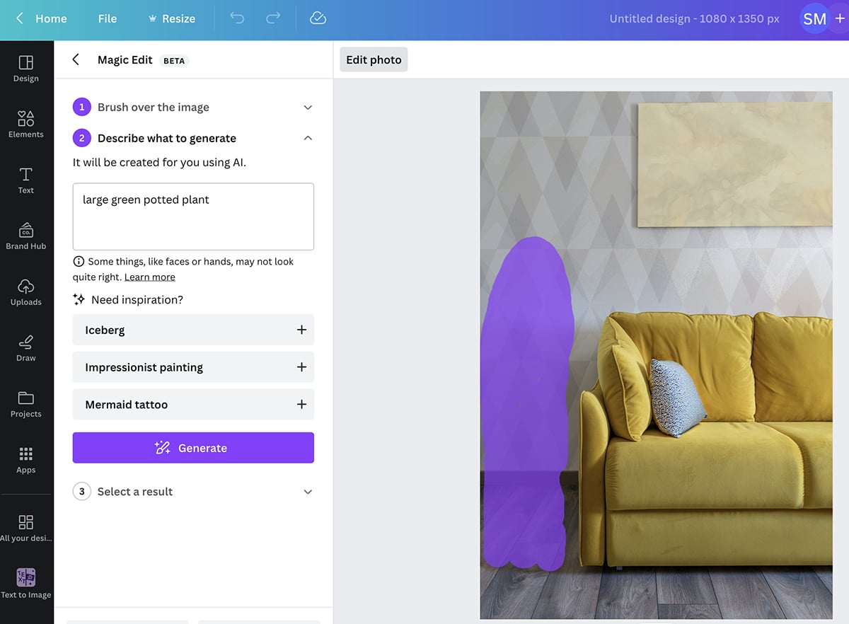 Canva AI - Magic Edit - add object