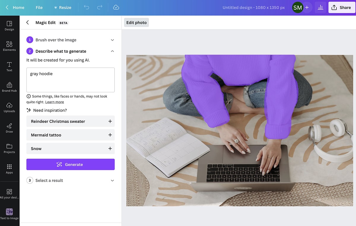 Canva AI - Magic Edit - replace clothing