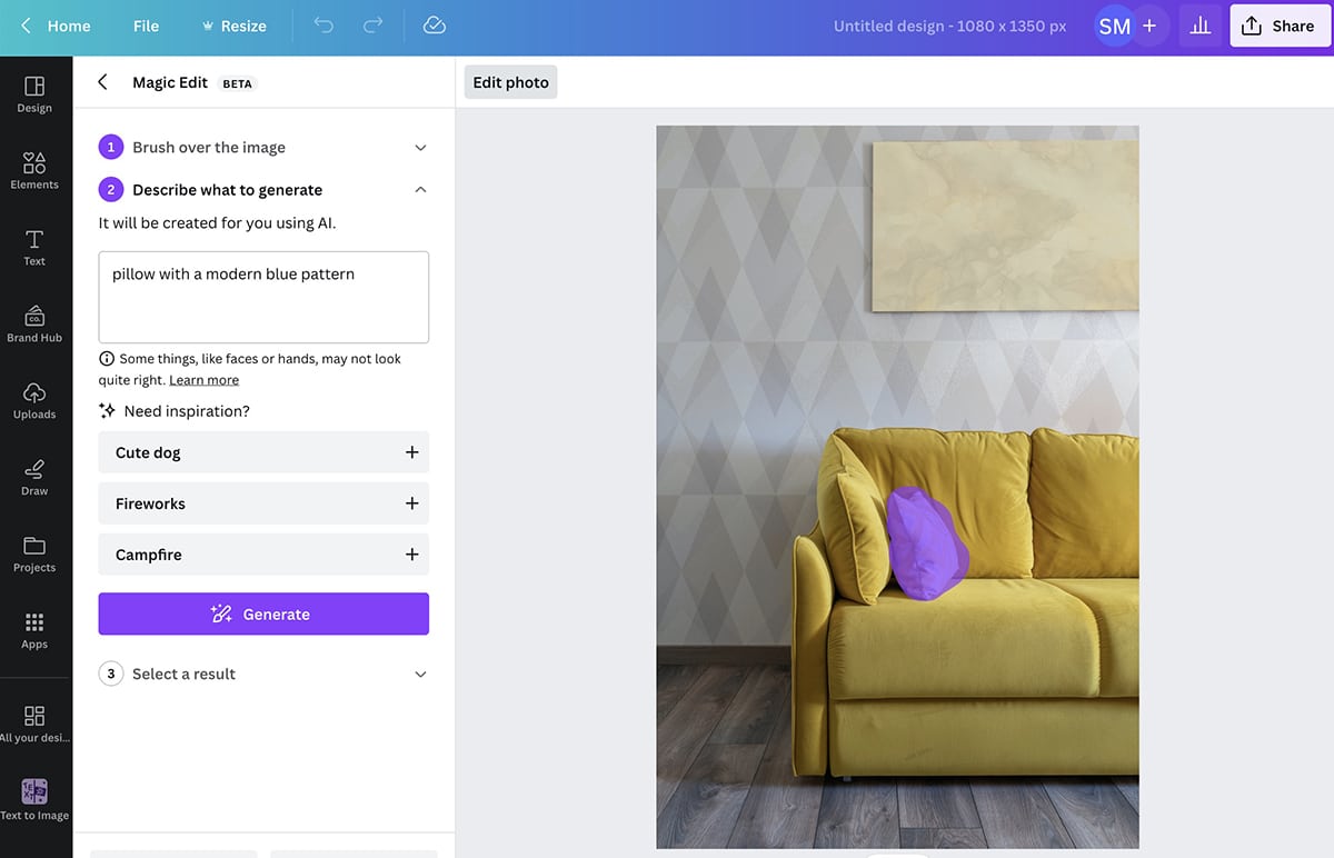 Canva AI - Magic Edit - replace object