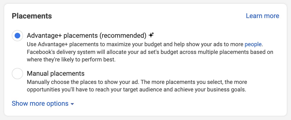 Meta Ads Manager - Advantage Placements