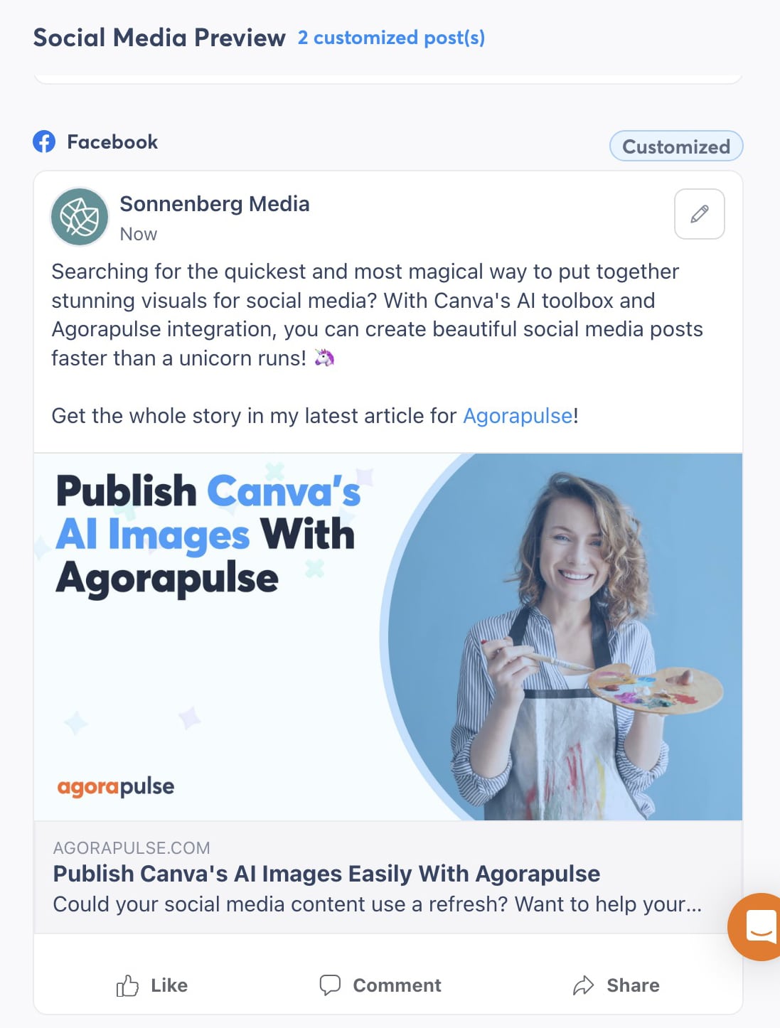 AI productivity tools - Agorapulse AI Writing Assistant - customized captions