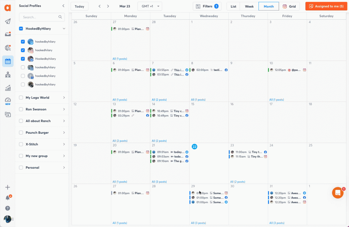 Screenshot of Agorapulse Social Media Calendar