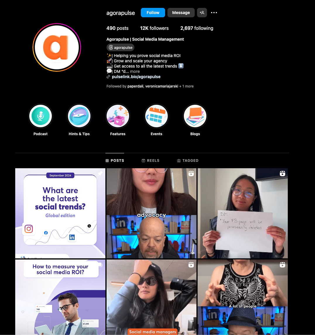 Agorapulse Instagram Reels vs. posts