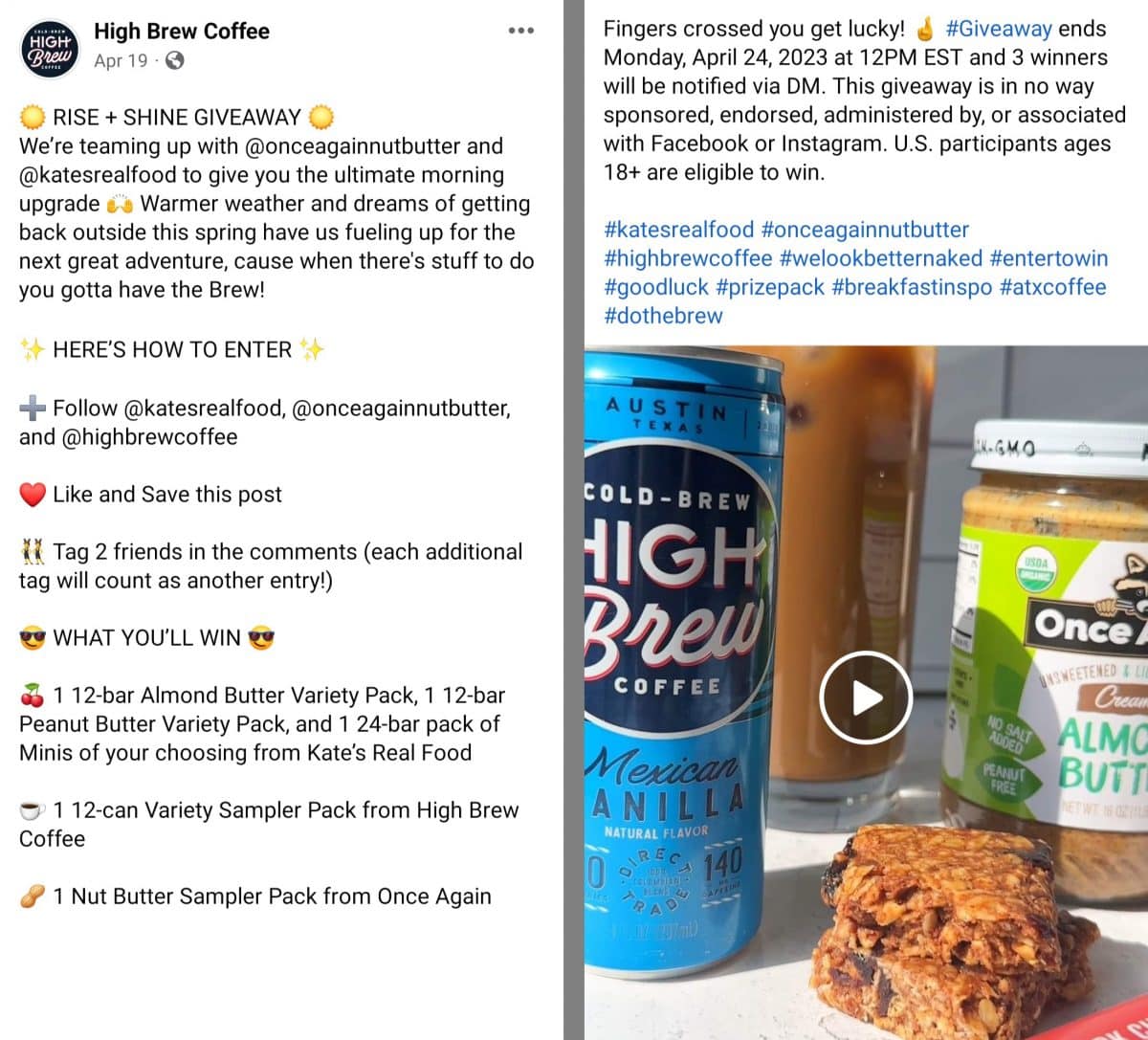 food and beverage marketing example - High Brew - Facebook