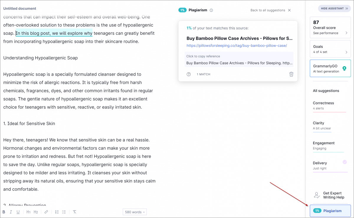grammarly plagiarism checker as an ai tools for marketing