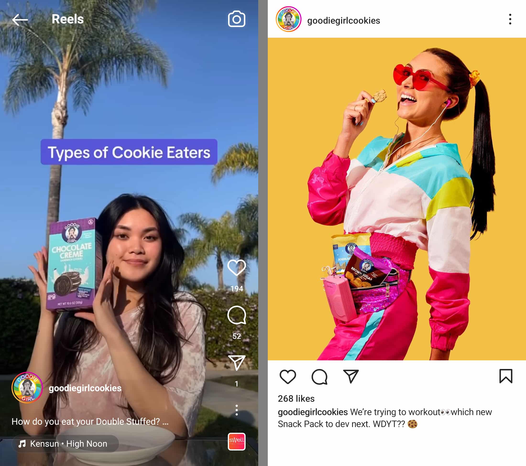 types of Instagram accounts example - goodiegirlcookies