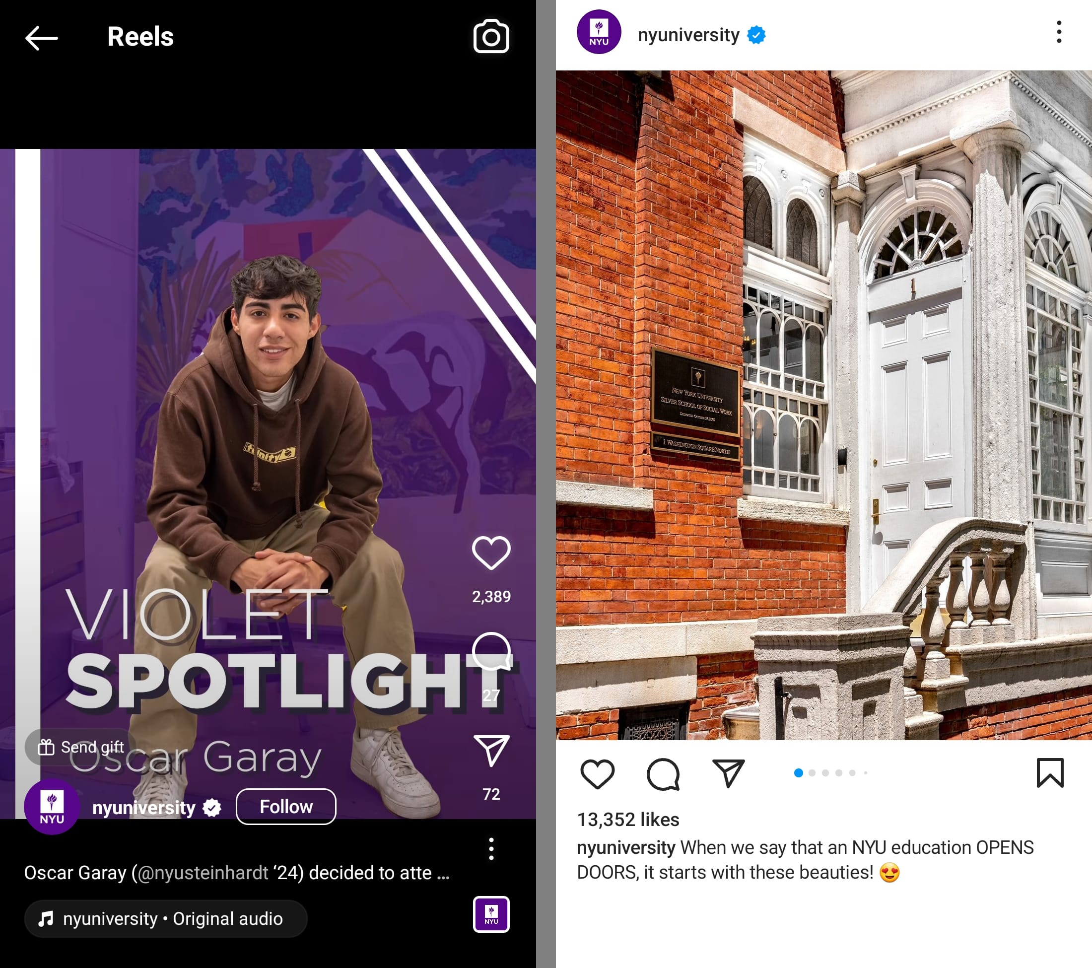 types of Instagram accounts example - nyuniversity