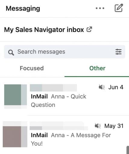 LinkedIn inbox - generic subject lines