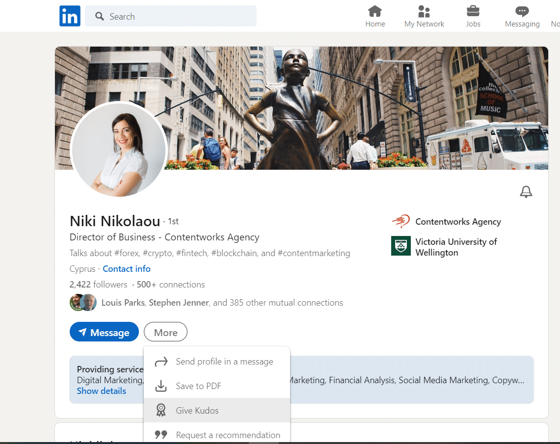 how to give kudos on linkedin