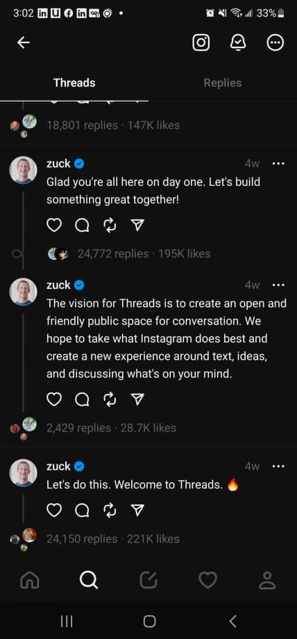 Mark Zuckerberg on Threads