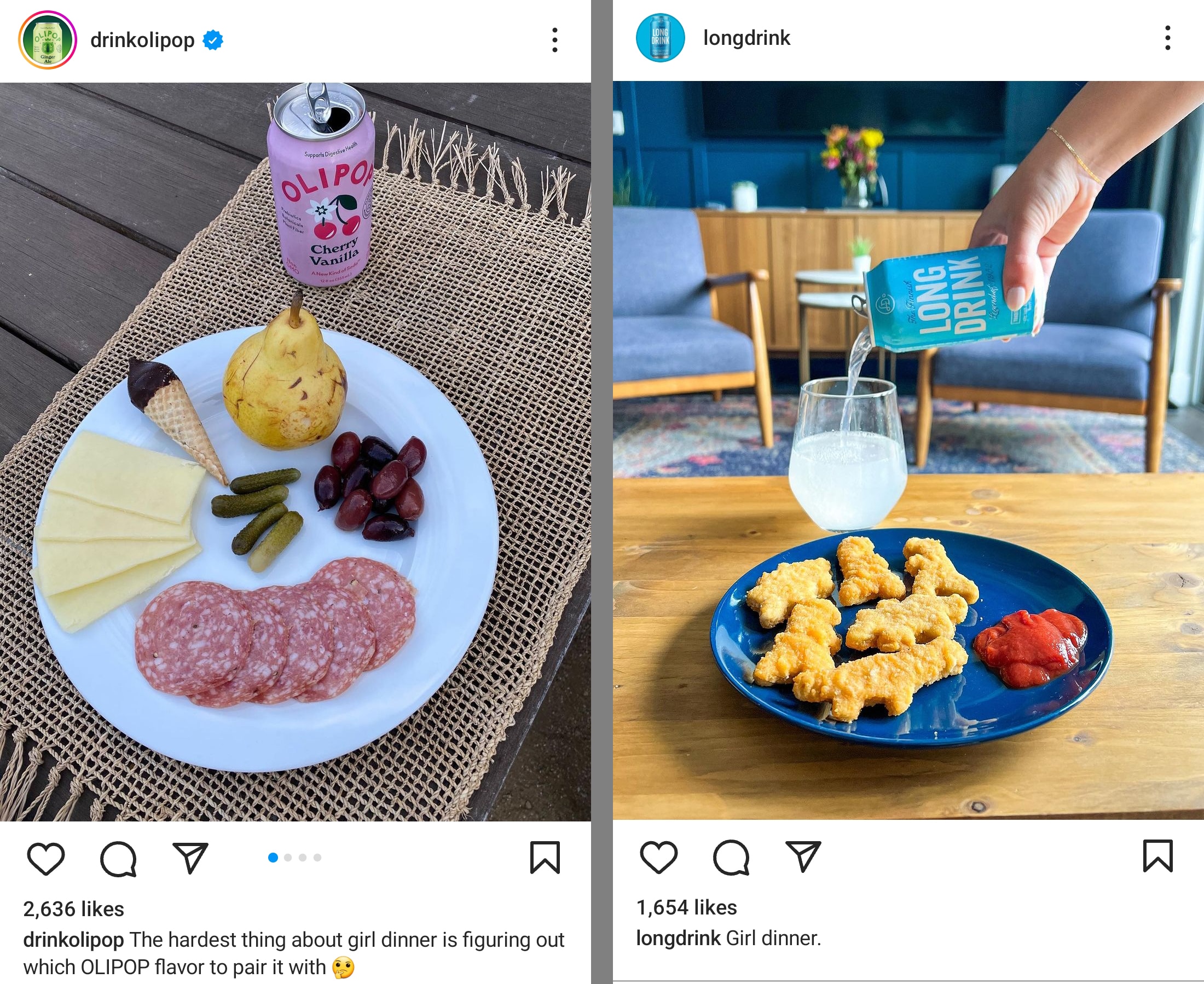 Olipop and Long Drink - Instagram social media best practices examples